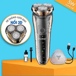 Máy cạo râu 3D lưỡi nổi Kemei KM-833 hàng chính hãng Đài Loan, giá rẻ