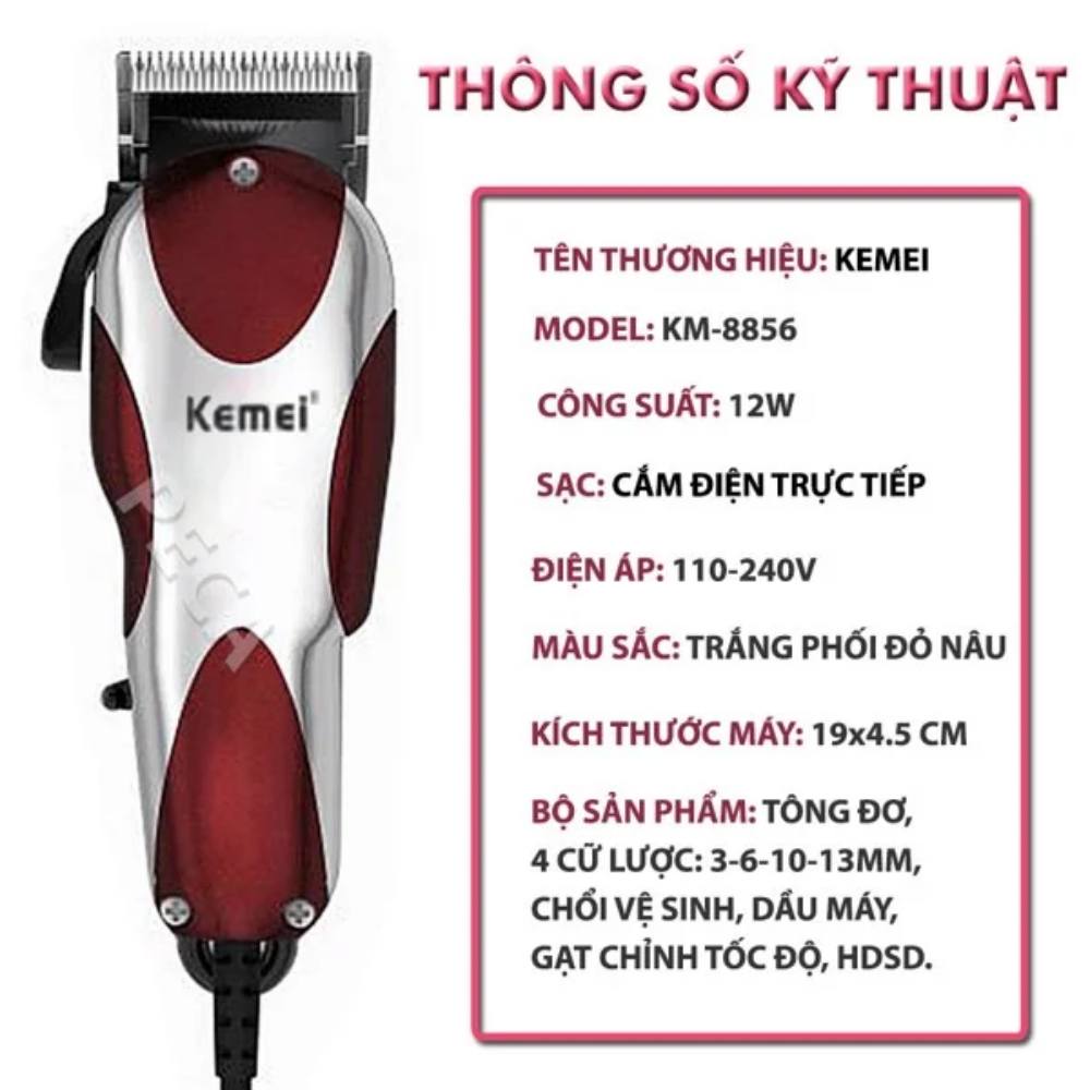 Tông đơ cắt tóc cắm điện trực tiếp KEMEI KM-8856 thông số kỹ thuật